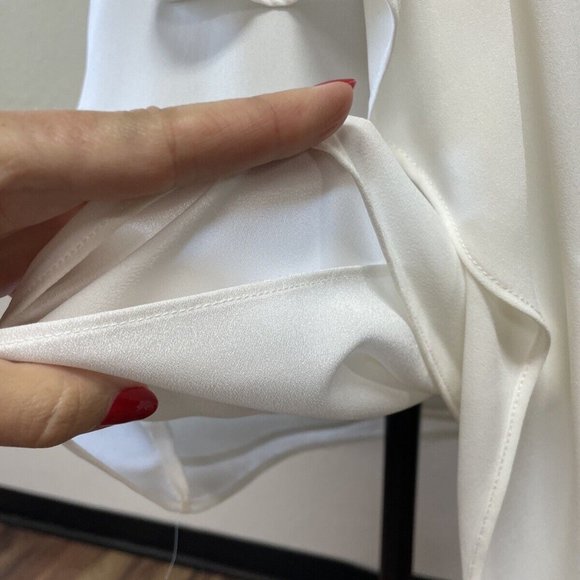 Halston Mock-Neck Mini Dress in Chalk Sz 2 - Picture 11 of 14